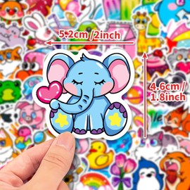 50 PCS Cute Stickers, Mixed Adorable Animal Stickers Bulk, Reusable Waterproof Kawaii Vinyl Sticker for Water Bottles