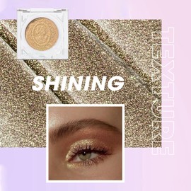 Glitter Gold Eyeshadow Palette, Single Champagne Eye Shadow Cream, Pearlescent Metallic Orange Eyeshadows Powder, Shimmer Pigmented Smooth Color for Eyes Makeup