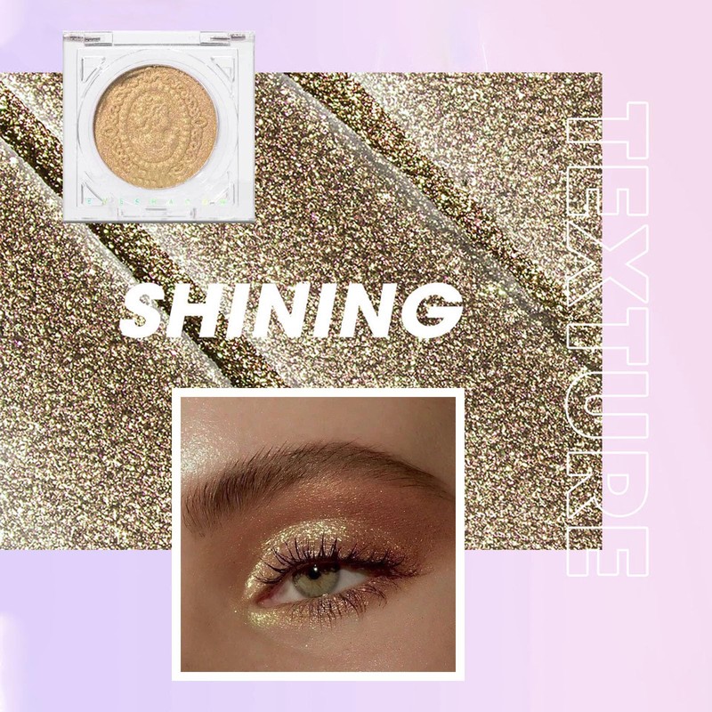 Glitter Gold Eyeshadow Palette, Single Champagne Eye Shadow Cream, Pearlescent