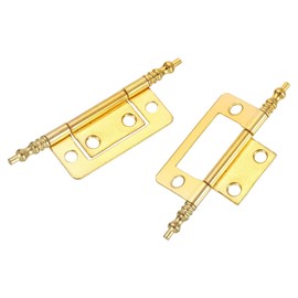 sourcing map Non-Mortise Hinges, 2pcs Iron Butt Hinge Cabinet Hinge Door Hinges for Cabinet Hardware Cupboard Door Furniture (Gold, 3.43 x 0.75inch)