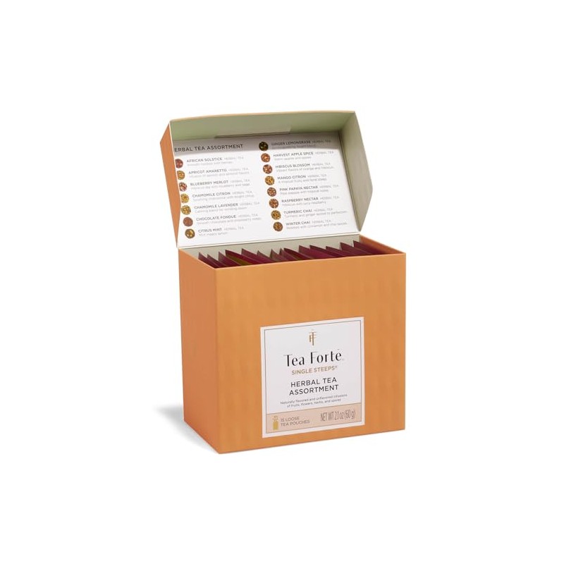 Tea Forte Single Steeps Loose Leaf Tea Sampler, Assorted Variety