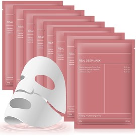 Mascarillas Faciales，Collagen Mask,Mascarilla de biocolágeno， Hidratación Duradera,Reduce los poros, Mejora la elasticidad. (8PCS)