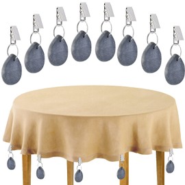 DODUOS Pack of 8 Tablecloth Weights Natural Stone Tablecloths Weights Outdoor with Steel Clip, Tablecloth Weight with Clips for Family Party Camping Wedding Garden