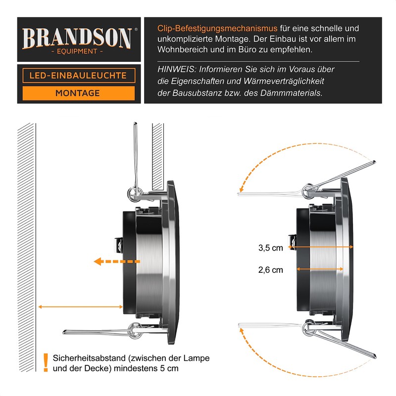 Brandson - 4x LED Ceiling Spotlight Dimmable and Swivelling -
