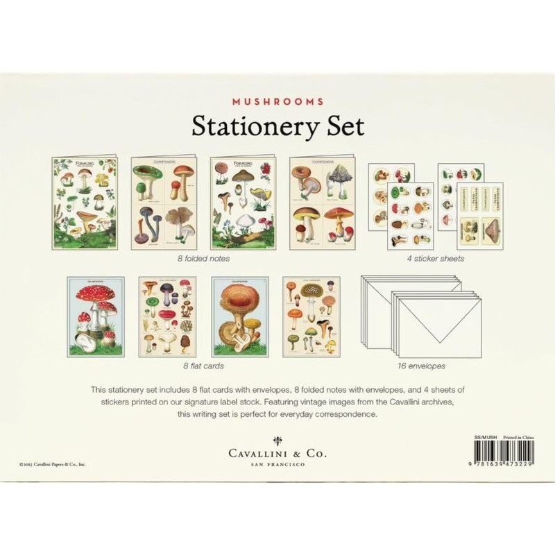 Cavallini Papers & Co. Mushrooms Stationery Set