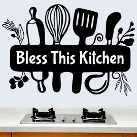 Large Kitchen Wall Decals Quotes Kitchen Wall Stickers is The Heart of Home Vinyl Wall Sign Art Decor Word Saying with Kitchenware Big Butterfly DIY Wall Design Home Wall Art Decor Home Decor.