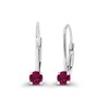 925 Sterling Silver 3mm Created Ruby July Birthstone Leverback Earrings