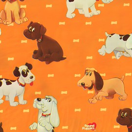 POUND PUPPIES VINTAGE 1985 ORANGE GIFT WRAP (2 sheets) ~ Birthday Party Supplies