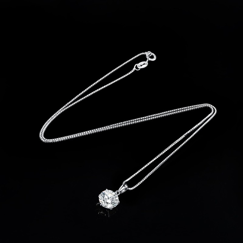 JewelryPalace Round Cut 1ct 2ct 3ct Cubic Zirconia Chain Pendant,