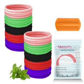 MOLZINY Pack of 40 Anti-Louse Hair Bobbles with Extra Fine Tooth Comb Against Head Lice Natural and Effective Helps Prevent Lice Hair Scrunchie Elastic Band
