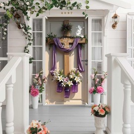 Wollmix He is Risen Easter Door Decorations Cover Banner - Religious Resurrection Jesus Cross Eggs Florals Spring Porch Party Supplies, 72.8 x 35.4 Inch Outdoor Easy Hanging Signs