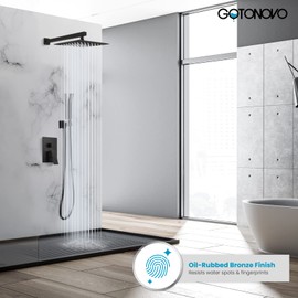 gotonovo Rainfall Bathroom Shower System Rain Shower Head and Handle Set Wall Mounted Shower Complete Combo Solid Brass Pressure Balancing Shower Mixer Valve 10 Inch Oil Rubbed Bronze