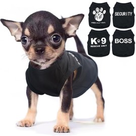 Set of 4 Dog Clothes for Small Dogs Boy Male Dog Clothes Teacup Yorkie Chihuahua Clothes Funny Pattern Breathable Lightweight Soft Puppy Shirt Apparel Dog Outfit (Black, X-Small)