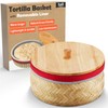 Tortilla Warmer Basket w Removable Insulation Liner, 9.4'' Large Bamboo