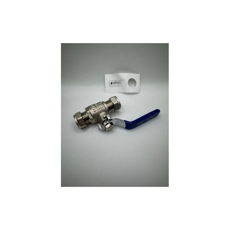 15mm Lever Ball Valve with Blue Handle, WRAS Approved,Compression Ends,