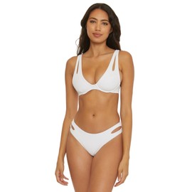 Becca by Rebecca Virtue Women's Standard Modern Edge Underwire Bra Bikini Top, Adjustable, Swimwear Separates, White