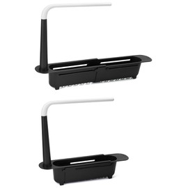 QWORK® Teleskop spülbecken Organizer, spülbecken Organizer hängend, spülbecken Organizer schmal, Schwarz