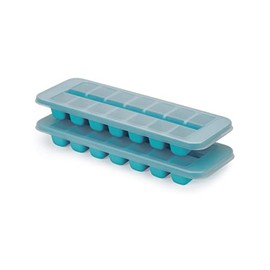 Joseph Joseph Flow - Easy-fill Ice-cube Tray with Lid, Stackable, Large 14 cube capacity (2-pack), Blue