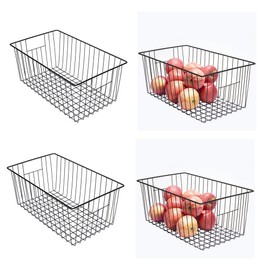 16inch Upright Freezer Organizer Baskets for 13-14,16-21 cu.ft Standup Freezer, Settle freezer chaos and reduce food waste effectively, Durable, Fully Use Space, Improve Air Circulate, Black, 4pcs