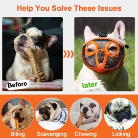 Bozal corto hocico para perro, malla transpirable ajustable para morder, masticar ladridos de entrenamiento de perro