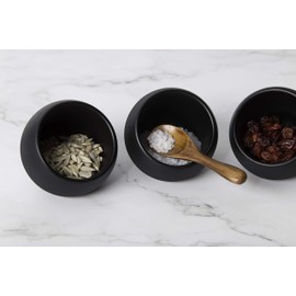 APS Moon Serving Set 6-Piece Set 3 Melamine Bowls Diameter 8 cm + 3 Wooden Spoons Black