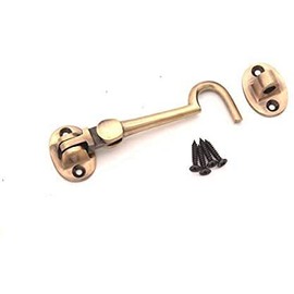 Infinity Decor Antique Cabin Hook and Eye Solid Brass - Silent Door Latch Lock for Window, Garden Gate, Door - 4" 100mm