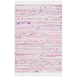 Safavieh Rag Rug Collection RAR125E Hand Woven Light Pink and Multi Cotton Area Rug (2' x 3')