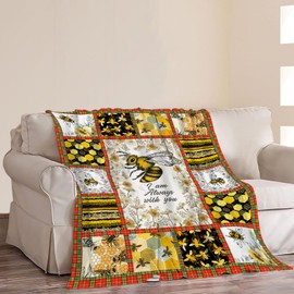 Bee Blanket Honey Bee Decor Throw Blankets Cozy Fleece Flannel Blanket Soft Warm Plush Lightweight Blanket Bees Themed Gifts for Women Men Boys Girls Adults Kids for Couch Sofa Bed 50"X60"