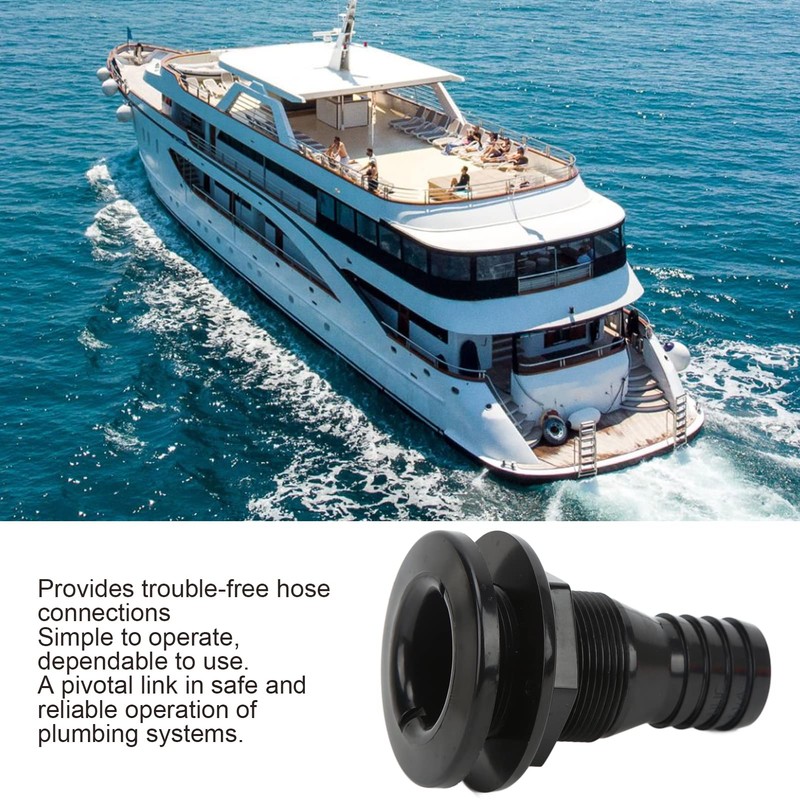 Thru Hull Fitting, 1‑1/4in Plastic Marine Thru Hull Exhaust Fittings