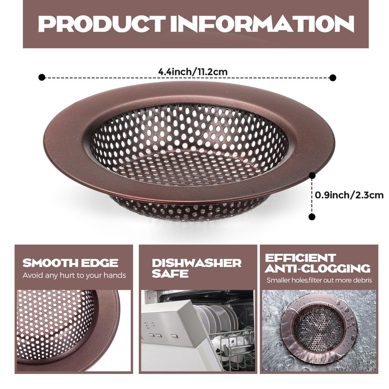 Retisee 2 Pcs Sink Strainer Stainless Steel Sink Drain Basket