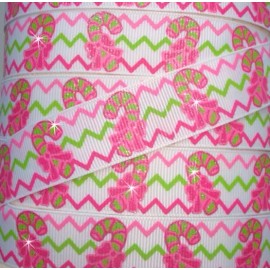 7/8 CHRISTMAS GLITTER CHEVRON CANDY CANE GROSGRAIN RIBBON OH MY GOSH GOODIES