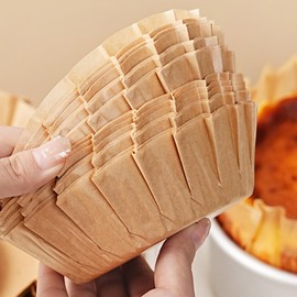 100 piezas de papel de pastel vasco, papel de pergamino redondo de 4 pulgadas, forros antiadherentes para tarta de queso desechables para freidora de aire, microondas, horno