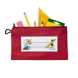 Seat Sack Pencil+Pouch - Color Red. A game-changing solution for containing school supplies, game pieces, math manipulatives, art supplies and so much more.
