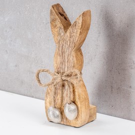levandeo Rabbit Height 15 cm Mango Wood Metal Easter Bunny Easter Decoration Stand Decoration Figure Spring Easter Table Decoration Stand