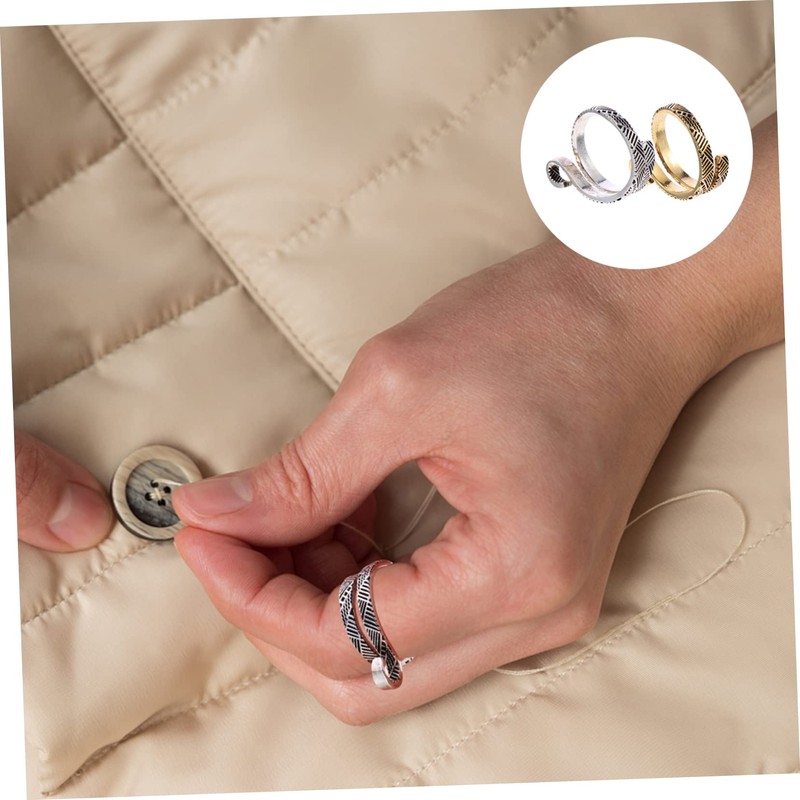IWOWHERO 2pcs Metal Yarn Guide Ring Thimble for Knitting Comfortable