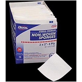 Dukal DUK 7444P Premium Non-Woven Sponge, Sterile, 4-Ply, 4" Width, 4" Length (Pack of 1200)