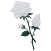 White Rose - Open - Buds on Stem - Embroidered