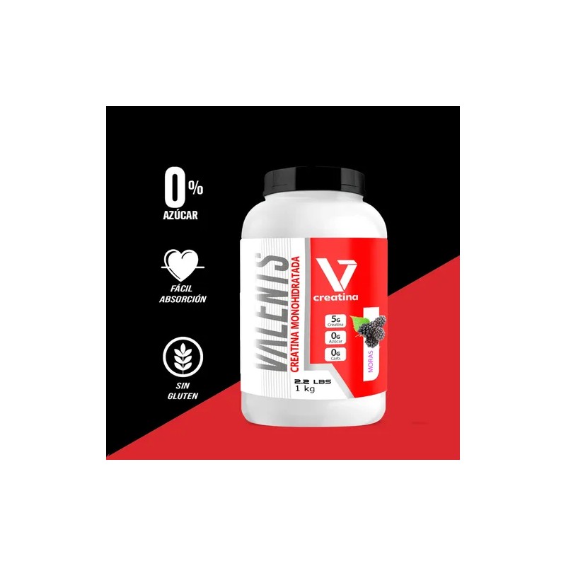 Suplemento Creatina Monohidratada Valents 1 Kg 200 Servicios