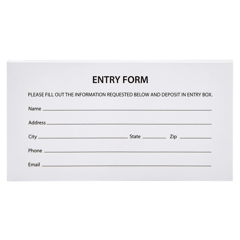Juvale Raffle Ticket Sheets - Designated Field Entry Forms -