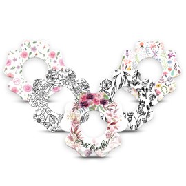 ExpressionMed - Adhesive Patches for Libre 2 (Pack of 5) - Made in The USA, Waterproof, Non-Fraying, Pre-Cut CGM Sensor Tapes (Spring Blooms - Flower Shape)