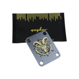 Guyker Guitar Neck Plate, 4-Holes Aluminum Alloy Embossed Goat Motif Electric Guitar Bass Neck Joint Plate NeckPlate Replacement Part (GN009, Grey)