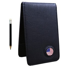PINMEI Golf Leather Scorecard Holder Cover Yardage Book Cover with American Flag Golf Ball Marker and A Free Pencil 4.33 × 7.51 inches
