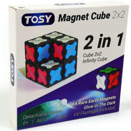 TOSY Cube 2x2 - 2 in 1 Toy: 2x2 Puzzle Cube for Beginners and Customizable Infinity Cube, Glowing, UV Flashlight Accessory, Fidget/Sensory/STEAM Toy, Valentine Easter Birthday Gift