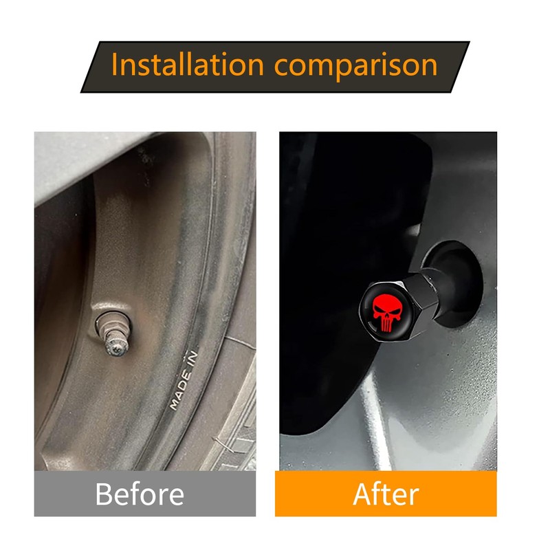 ZKFAR Pack-4 Skull Car Wheel Tire Valve Stem Caps, Anti-Theft