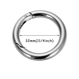 Bluemoona 10 Pcs- 1.2 30mm Gate O Ring Round Carabiner Snap Clip Trigger Spring Keyring Buckle Nickel
