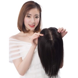 HIYE Partial Wig, Hair Piece, Human Hair Wig, Hand Planted, With Artificial Skin, Natural Color, 12+13 20cm