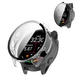 Case Cover for Garmin Forerunner 570 42mm,Hard PC Protective Case with 9H Tempered Glass Screen Protector, Shockproof Scratch-Resistant Shell for Garmin Forerunner 570 42mm Smart Watch,Clear