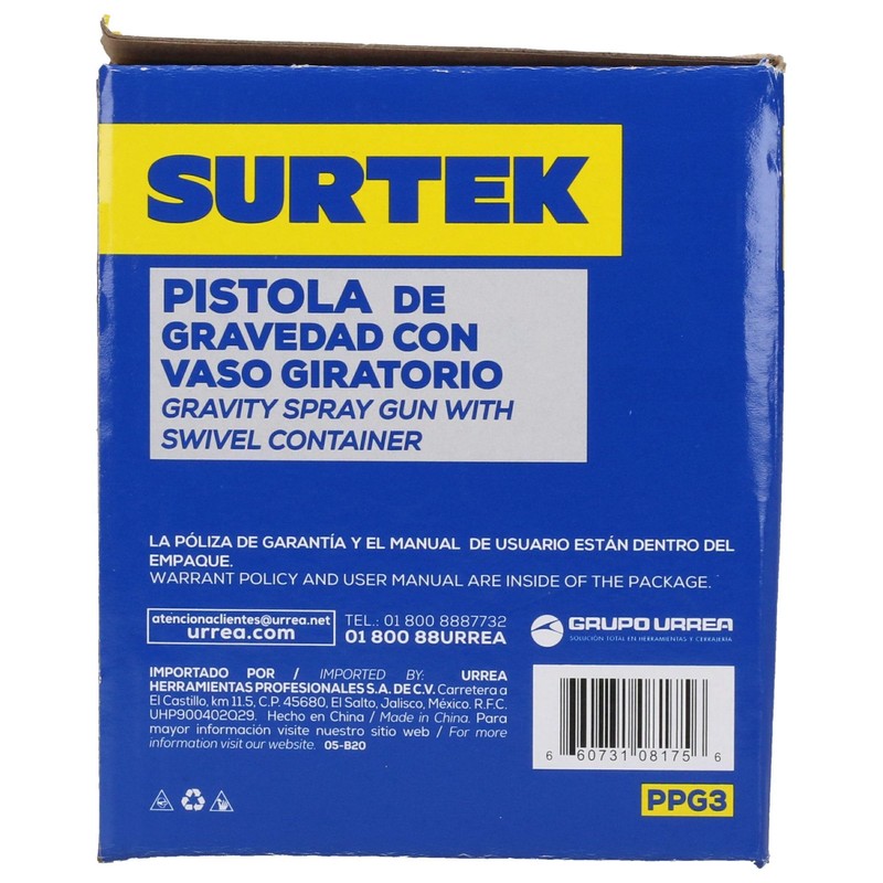 Surtek PPG3 Pistola para pintar terminados, capacidad 400 ml, 72