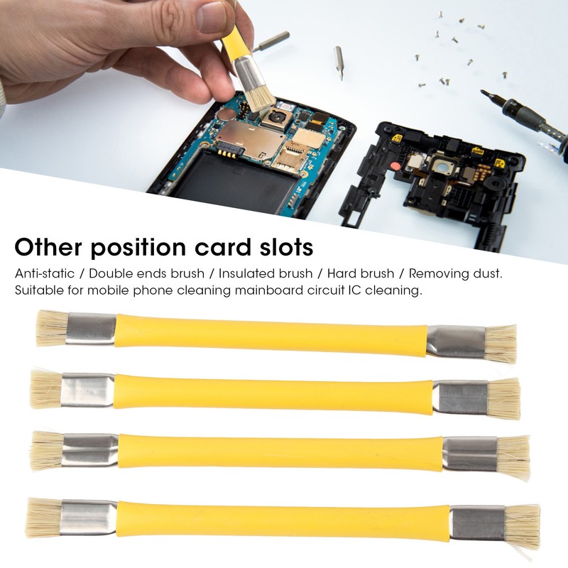 4PCS Double Heads Anti‑Static Hard Brush Mobile Phone Repairing Soldering