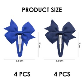 8 Pieces Bow Hair Clips, Blue Butterfly Hair Clips, Kids Bow Hair Clips, Non-Slip Side Clips for Girls, Cute Pony Gripper, Cute Bow Hair Accessories